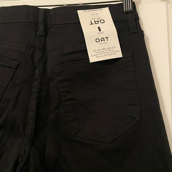 NWT Oat New York Women's Black Wide-Leg Raw Hem Jeans - Picture 7 of 7